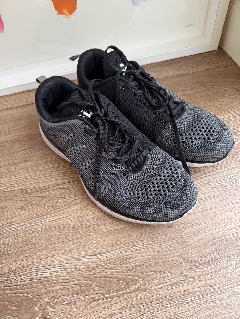 APL Men's Black and Gray Knit Training Sneakers